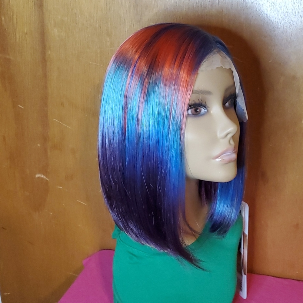 Multicolor Lace Front Bob Wig - Picture 6 of 8